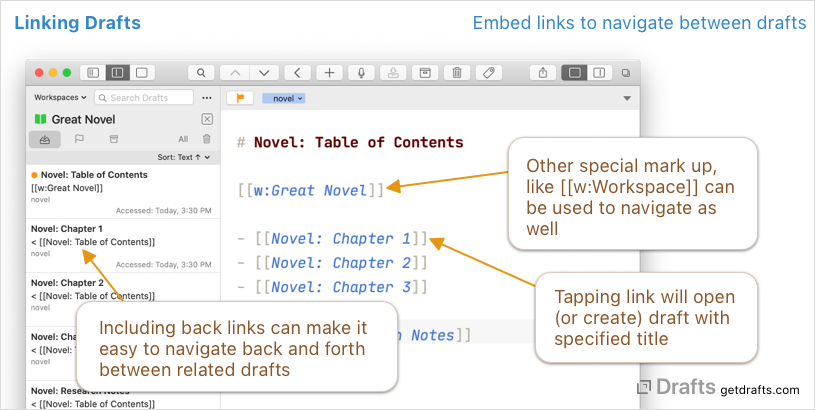 Linking Drafts  Drafts User Guide